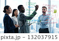 A group of people standing in front of a whiteboard with writing on it 132037915