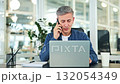 Successful Businessman Talking on Phone and Laptop in Modern Office 132054349
