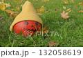 Scary Pumpkin face in a yellow beanie hat 132058619