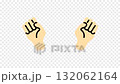 Hand, palm, fingers, spread and open, graphic animation. Alpha channel. Transparent background motion design. 4K resolution 132062164