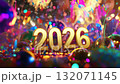 Golden numbers "2026" on a background of fireworks and confetti - a vibrant, joyful texture perfect for festive New Year designs and event promotions.	 132071145
