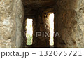 Historical significance of ancient fortress wall in Stari Bar, Montenegro. Viewpoint offers insights into military architecture and strategic design of the past. Embrasure military observation post 132075721