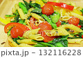 Italian-style dish of stir-fried tomatoes, komatsuna, and pasta 132116228
