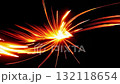 黒背景で輝くオレンジ色の剣閃アニメ素材 132118654