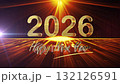 2026 Happy New Year glow golden text shine flickering light with red orange flare light on top and glow snowflake animation flow on black background. Isolated alpha channel Apply prores 444 132126591