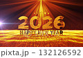2026 Happy New Year glow golden text shine flickering light with red orange flare light on top and glow snowflake animation flow on black background. Isolated alpha channel Apply prores 444 132126592