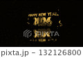 2026 Happy New Year golden text shine light effect with glow particles blur to clear short rotation cinematic title on black abstract background 132126800