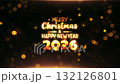 2026 Happy New Year golden text shine light effect with glow gold bokeh particles  flow on black abstract background 132126801