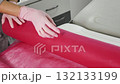 pink disposable sheet for a client 132133199