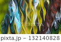 The current ink is red, brown, yellow and blue on a black background. Marble curls. Fluid art. Abstraction, FullHD. 132140828