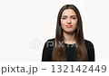 Unhappy young woman takes off glasses and becomes happy showing clear vision and eyesight concept 132142449