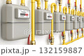 Camera moving along row of gas meter - 3D animation seamlessly loopable 132159887