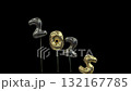 New Year Mylar Balloon Animation Transition from 2025 to 2026 gold and black 132167785