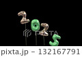New Year Mylar Balloon Animation Transition from 2025 to 2026  Emerald and cooper 132167791