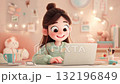 可愛的 3DCG 女孩筆記型電腦打字動畫 8 132196849
