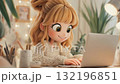 可愛的 3DCG 女孩筆記型電腦打字動畫 6 132196851