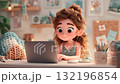 可愛的 3DCG 女孩筆記型電腦打字動畫 3 132196854