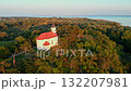 Small chapel on Vas-hegy, near Lake Balaton, Hungary. Aerial drone shot. Small chapel on Vas-hegy, near Lake Balaton, Hungary. Aerial drone shot. 132207981