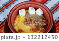 Traditional Ukrainian Carpathian dish made of corn grits with creamy mushroom sauce, topped with cheese and crispy cracklings. 132212450