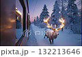A magical reindeer with glowing antlers runs alongside a train in a snowy winter forest. Vertical video of a fantasy animal journeying through a twilight landscape. Christmas holiday animation A magical reindeer with glowing antlers runs alongside a train in a snowy winter forest. Vertical video of a fantasy animal journeying through a twilight landscape. Christmas holiday animation 132213646