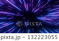 Looped background with blue pink neon light streaks create effect of high speed travel through space. Abstract animation of hyperspace warp with glowing futuristic tunnel visuals. VJ loop , 4K 60fps 132223055