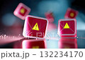 Bright red email icon with alert symbol, representing phishing scams, data breaches, and cybersecurity threat prevention 132234170