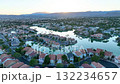 Aerial of Luxury Lakefront Homes at Sunrise Las Vegas Fly Over 132234657