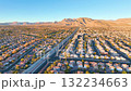 Aerial Flyover of Las Vegas Suburbs During Golden Hour 132234663