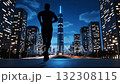 Runners among city skyscrapers welcome 2026 132308115