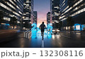 Silhouettes of people running towards 2026 132308116