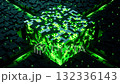 Green energy pulsating digital cube core activation 3D render 132336143