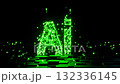 Green glowing particles forming abstract initials technology concept 132336145