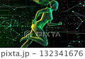 Wireframe woman running in cyberspace 132341676