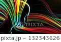 Artificial intelligence woman connecting with colorful data streams 132343626