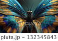Butterfly with parasitic organism blue 132345843
