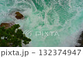 Waves of the East Sea crash against the breakwater and rocky shore, South Korea 132374947
