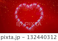 This dynamic animation features a sparkling, glowing heart outline being drawn on a vibrant red background with falling confetti and subtle light flares, creating a romantic and festive mood. 132440312