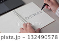 Hand writing password on notebook 132490578