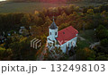 Small chapel on Vas-hegy, near Lake Balaton, Hungary. Aerial drone shot. Small chapel on Vas-hegy, near Lake Balaton, Hungary. Aerial drone shot. 132498103