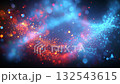 藍色和橙色粒子背景影像 132543615