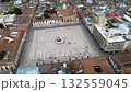 Central park of Tunja Boyaca, Aerial view of main square in historic city, Urban park surrounded by colonial architecture 132559045