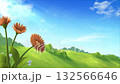 Animated Spring Landscape with Flowers and Sunny Blue Sky 132566646