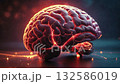 3D render of an AI brain with glowing neural networks. Seamless loop animation of data processing and artificial intelligence. 132586019
