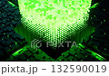 Digital core block assembling glowing green data cubes 3D render 132590019