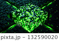 Green pulsing data cube core high performance computing 3D render 132590020