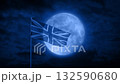 British Flag With Full Moon Behind 132590680