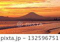 Sunset on Kugenumakaigan and Mt. Fuji 132596751