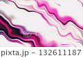 Pink, black, and white liquid lines are flowing and swirling together to create abstract shapes and patterns. 132611187