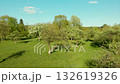 Beautiful aerial view of an old apple orchard in late spring. 132619326