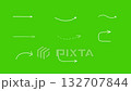 White hand-drawn arrows on a green background, animated Doodle Motion elements for infographics and video editing. 132707844